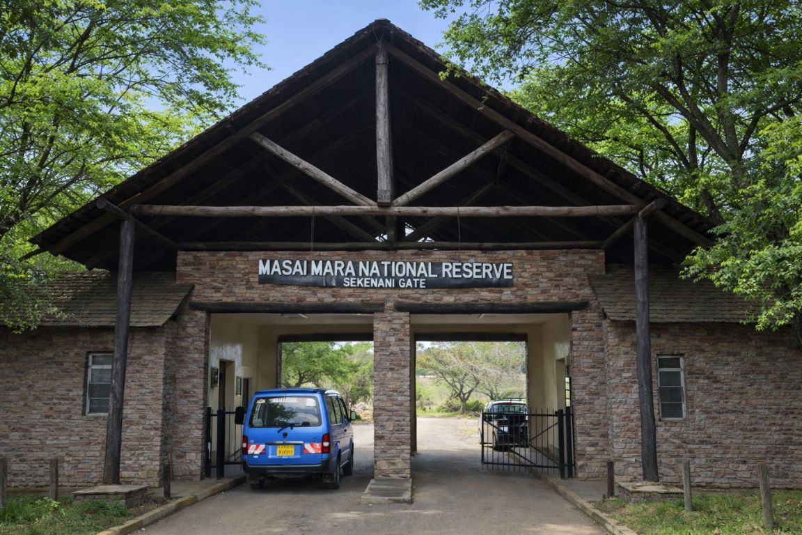 Sekenani Gate entrance to Maasai Mara National Reserve visited during Maasai Mara Safari Tours